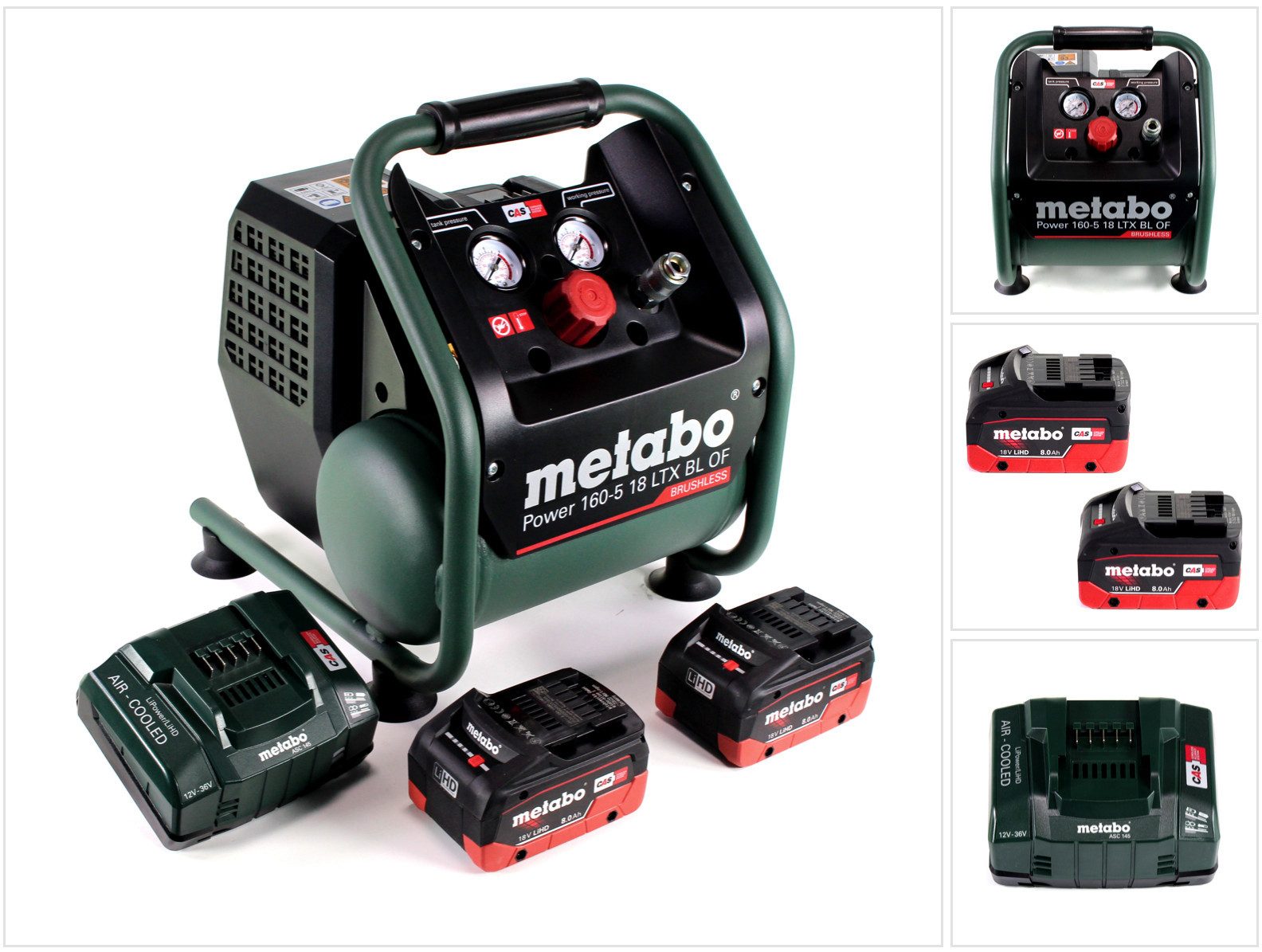 metabo Akku-Handkompressor Power 160-5 18 LTX BL OF Akku Kompressor 18 V 8,0 bar Brushless + 2x