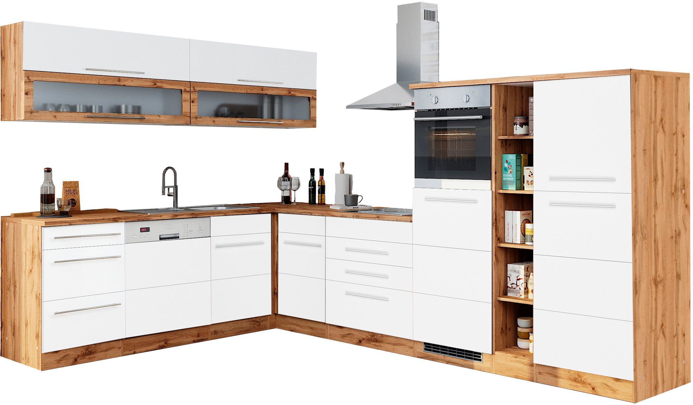 KOCHSTATION Winkelküche KS-Wien, Stellbreite 220 x 340 cm, wahlweise mit E-Geräten