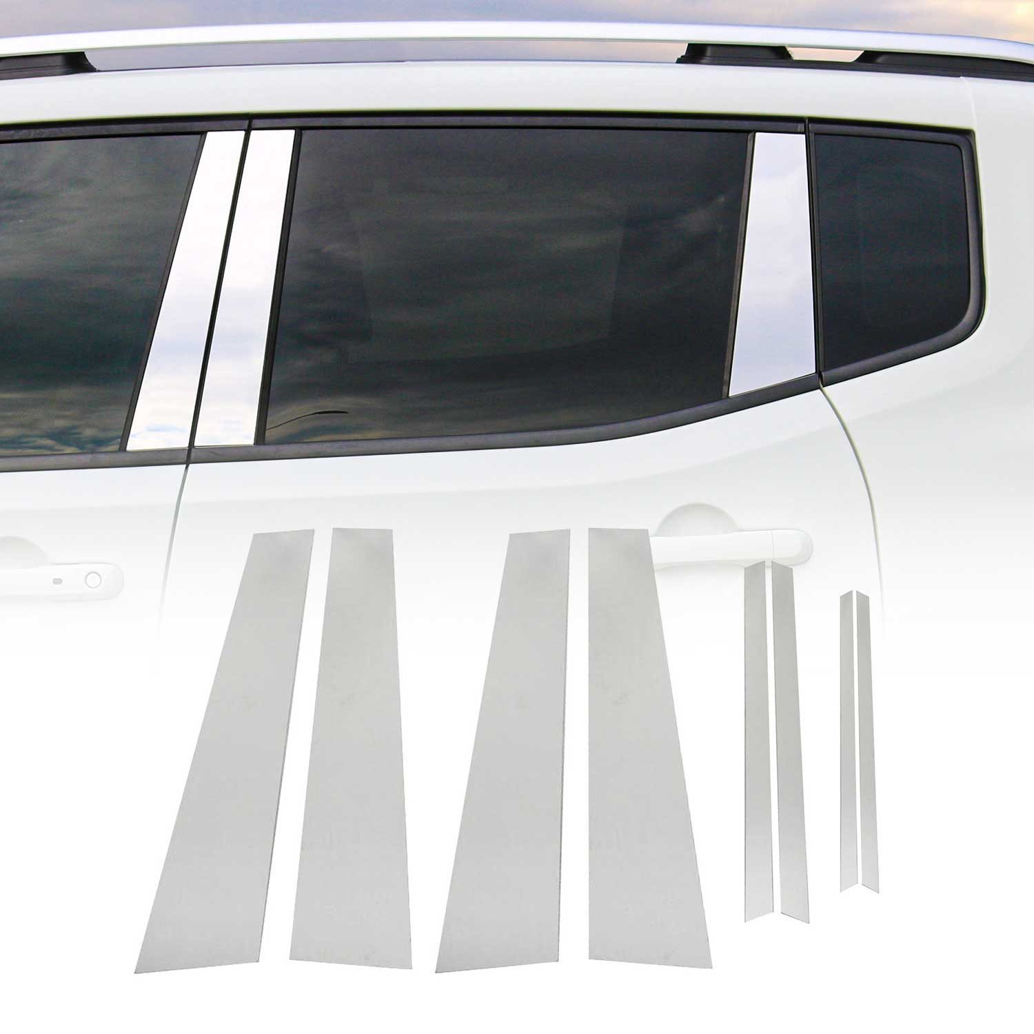 OMAC Zierleisten-Aufkleber B-Säule Türsäulen für Opel Insignia B 2017-2024 Edelstahl Silber 8x, (8tlg), Langlebig,Einfache Reinigung,Einfache Installation,Rostbeständig