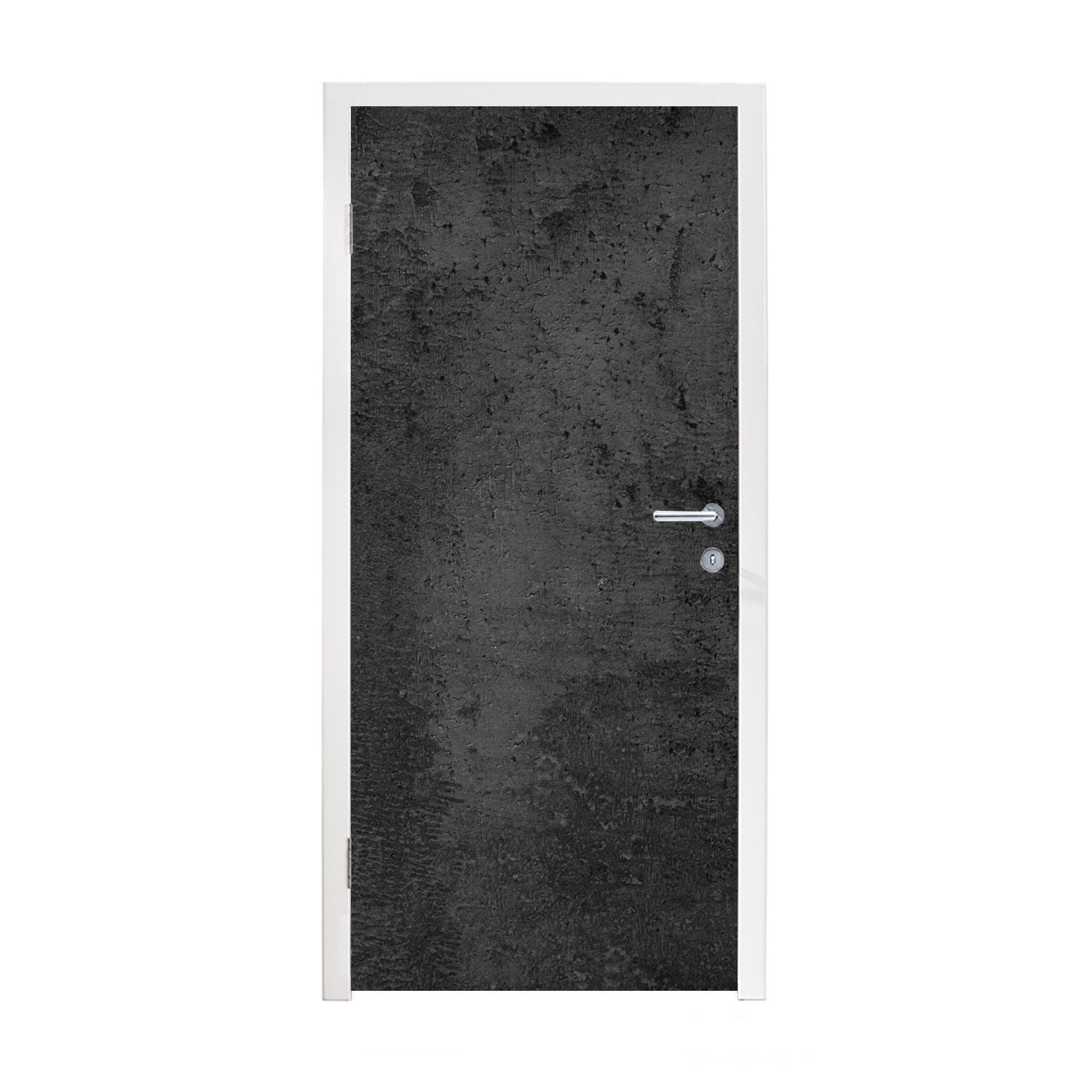 MuchoWow Türtapete Beton - Robust - Vintage - Rustikal - Grau - Schwarz, Matt, bedruckt, (1 St), Fototapete für Tür, Türaufkleber, 75x205 cm
