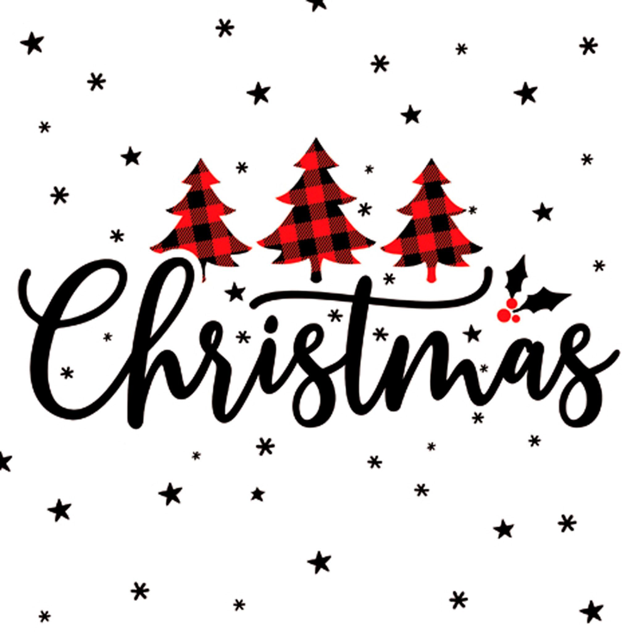 ti-flair Papierserviette, Салфетки Papier 33x33cm Christmas Schriftzug 20 Stück Weiß / Schwarz