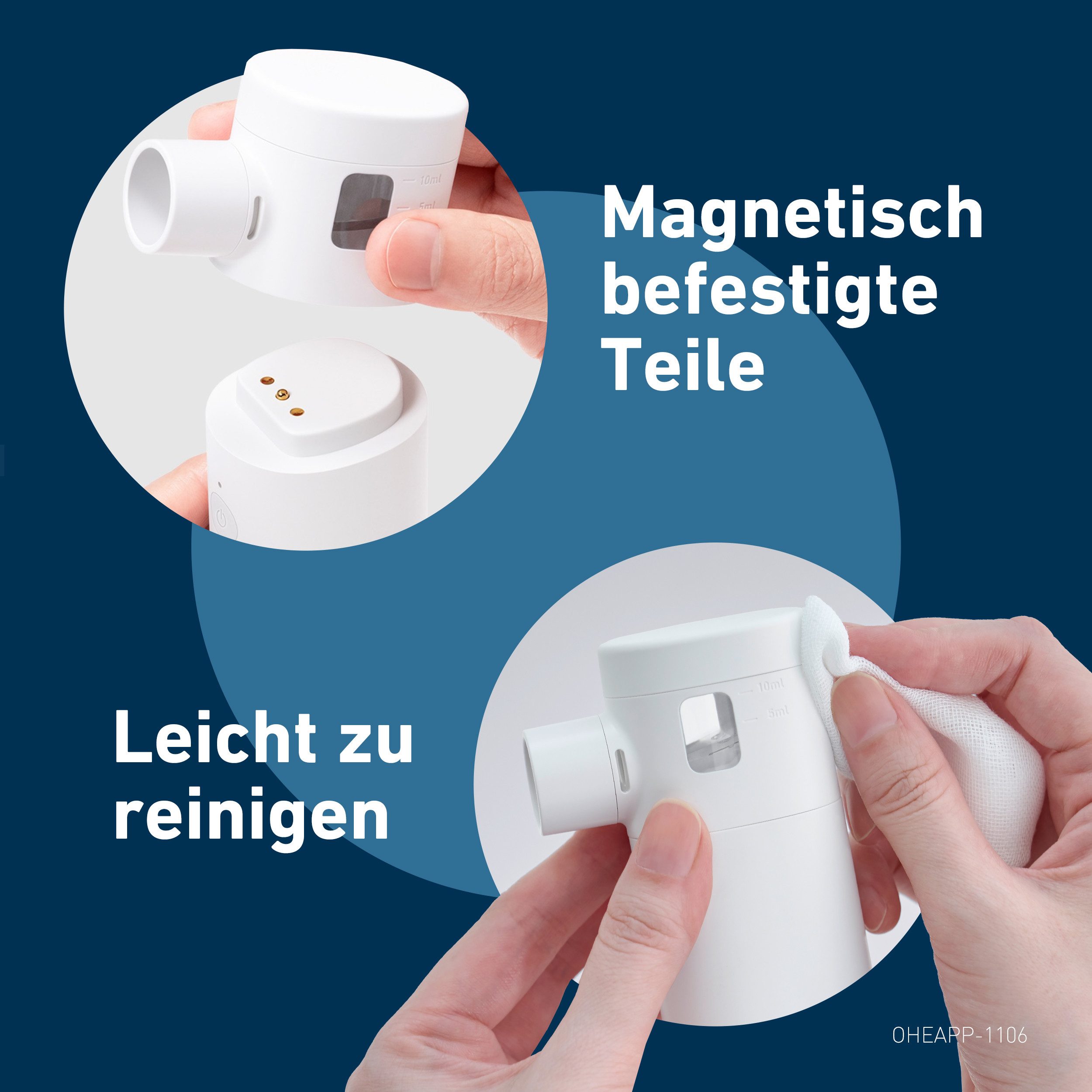 Omron Inhalationsgerät MicroAir Move, besonders leise, für zu Hause und unterwegs, tragbar, für Erwachsene und Kinder ab 6 Monaten, einfach, effizient, wiederau – Bild 5 von 5