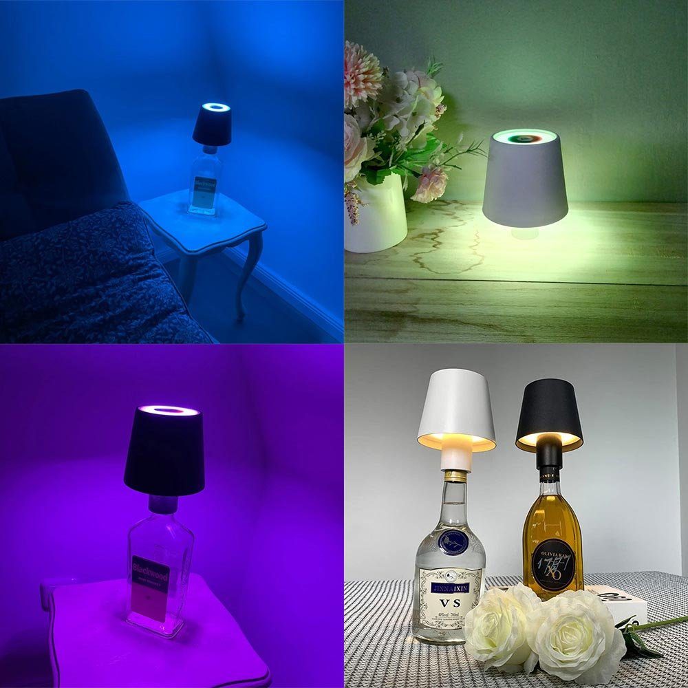 RGB Nachttischlampe Tischleuchte Wiederaufladbar,Dimmbar, LED LED Flaschenleuchte LED-Dekoration MUPOO Flaschenleuchte Weiß LED Acryl USB-Aufladung Nachtlicht