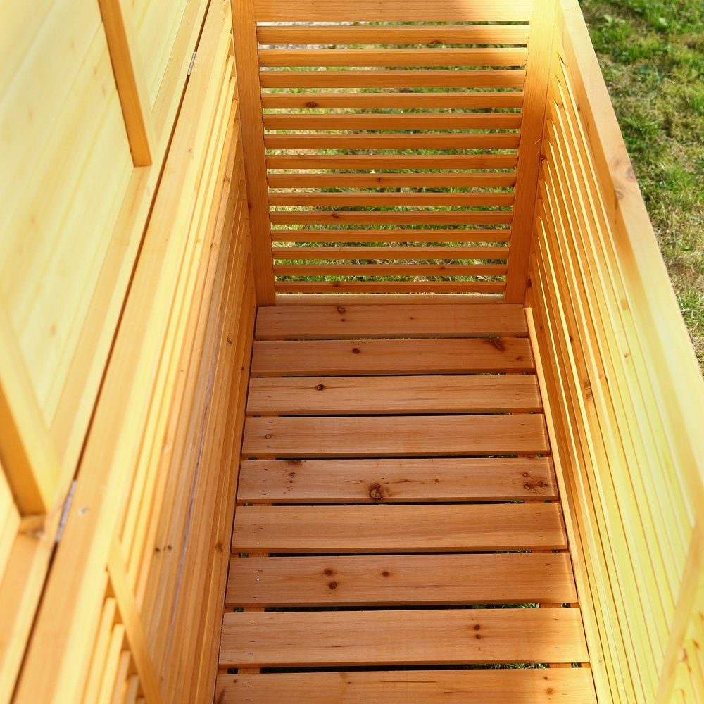 Feel2Home Auflagenbox XXL Gartentruhe Braun Kissenbox Auflagenkiste Aufbewahrung Terrasse (Stück, 1 St., Box), Rostfrei