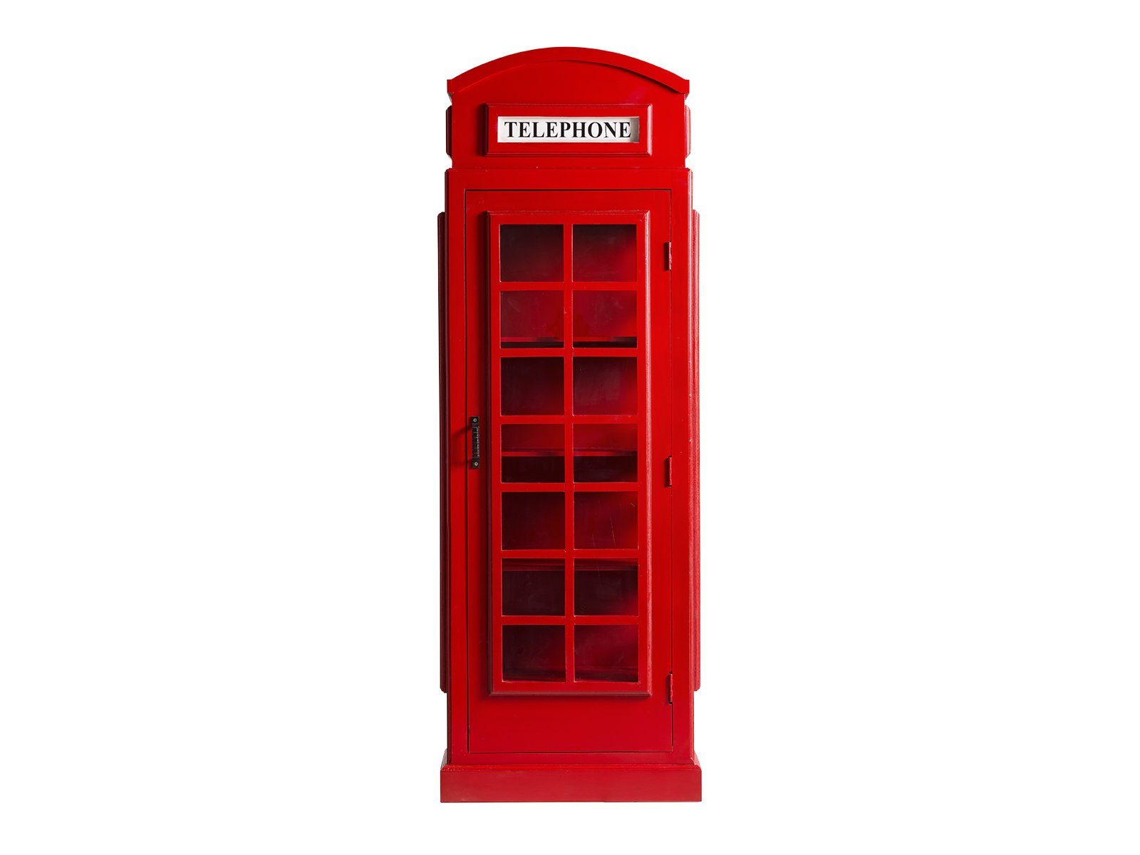 London I Vitrine I massivum Telefonzelle I Bücherregal Glasschrank Design rot
