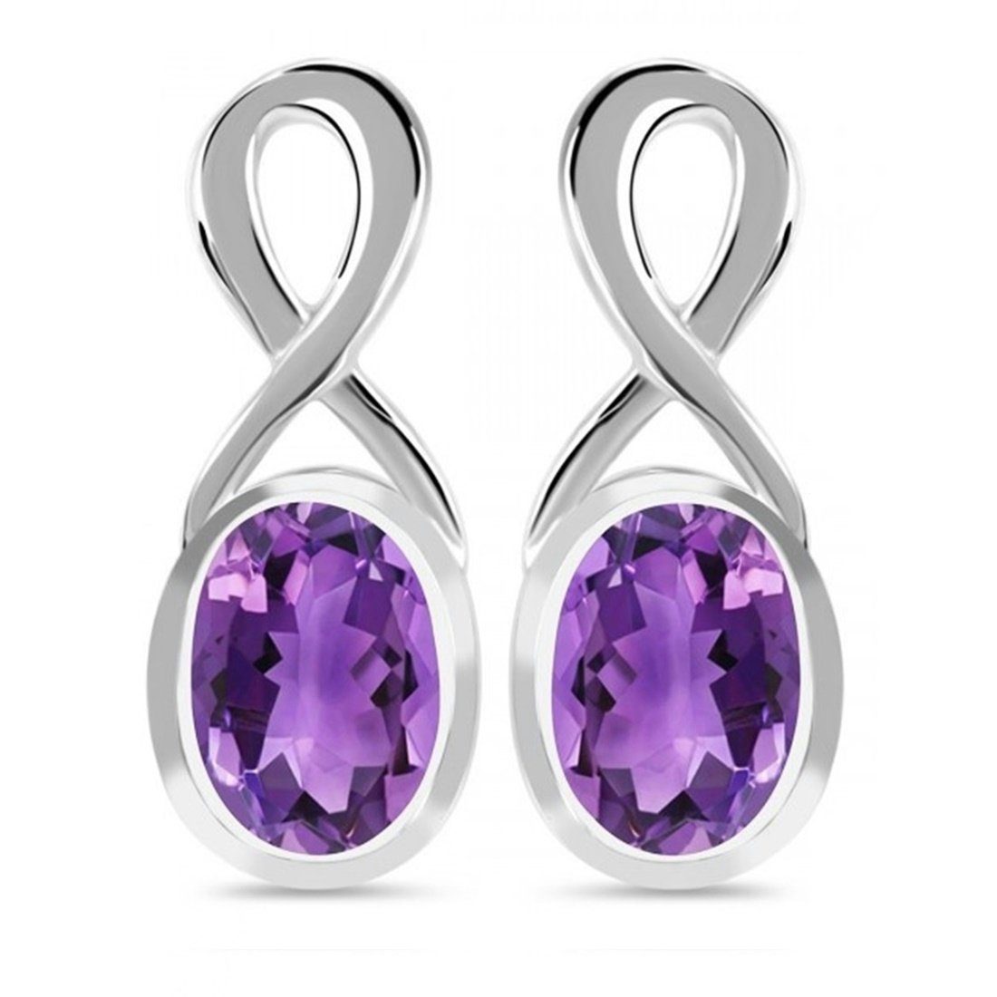 Goldene Ohrstecker Edelsteinschmuck 925 Paar für Silber Damen Unendlichkeit mit Amethyst Edelsteine, echter Ohrstecker Hufeisen