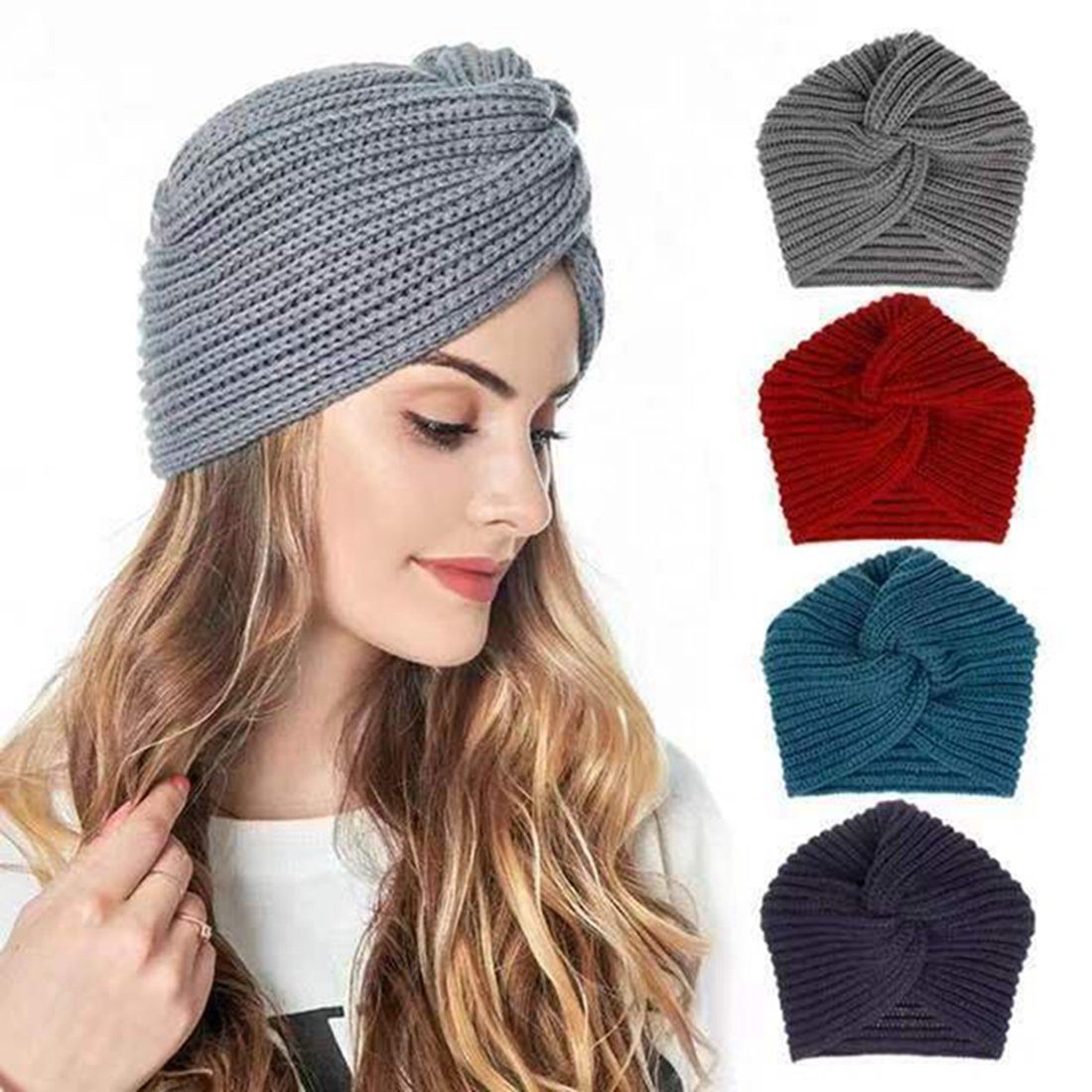 DAYUT Stirnband Weihnachts-Accessoires, Frauen gestrickte weiche Stirnbänder 4 Stück (4-St)