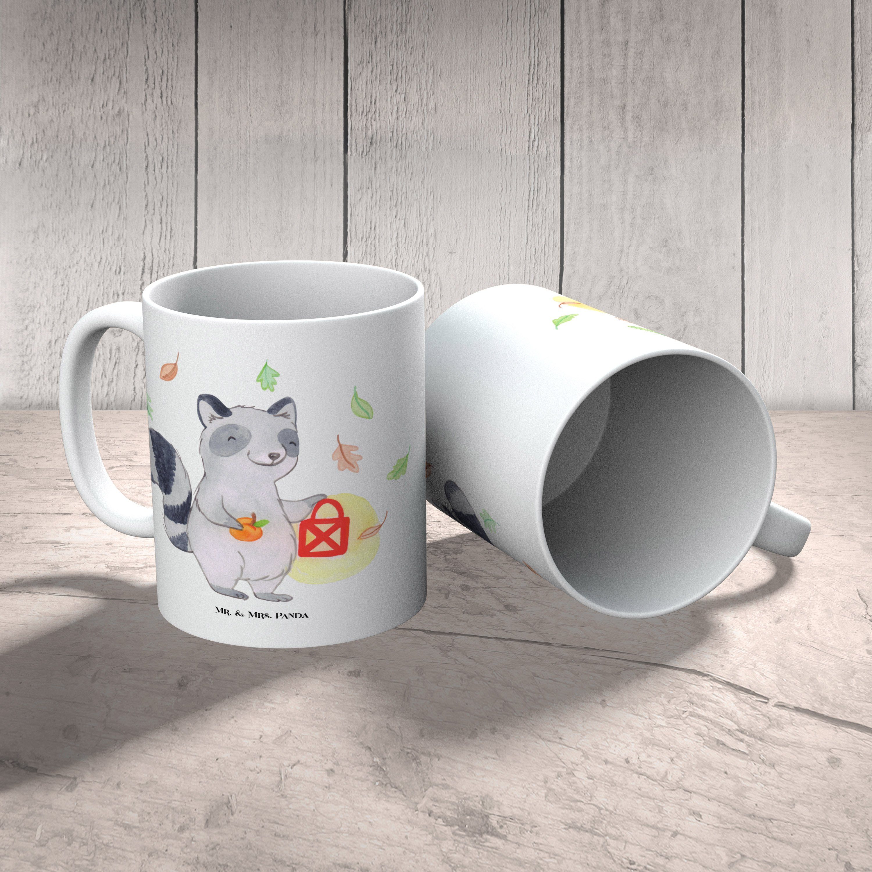 Mr. & Hal, Keramik Mrs. Kaffeetasse, Tasse, - Geschenk, Waschbär Panda Laterne Weiß Tasse Teetasse, 