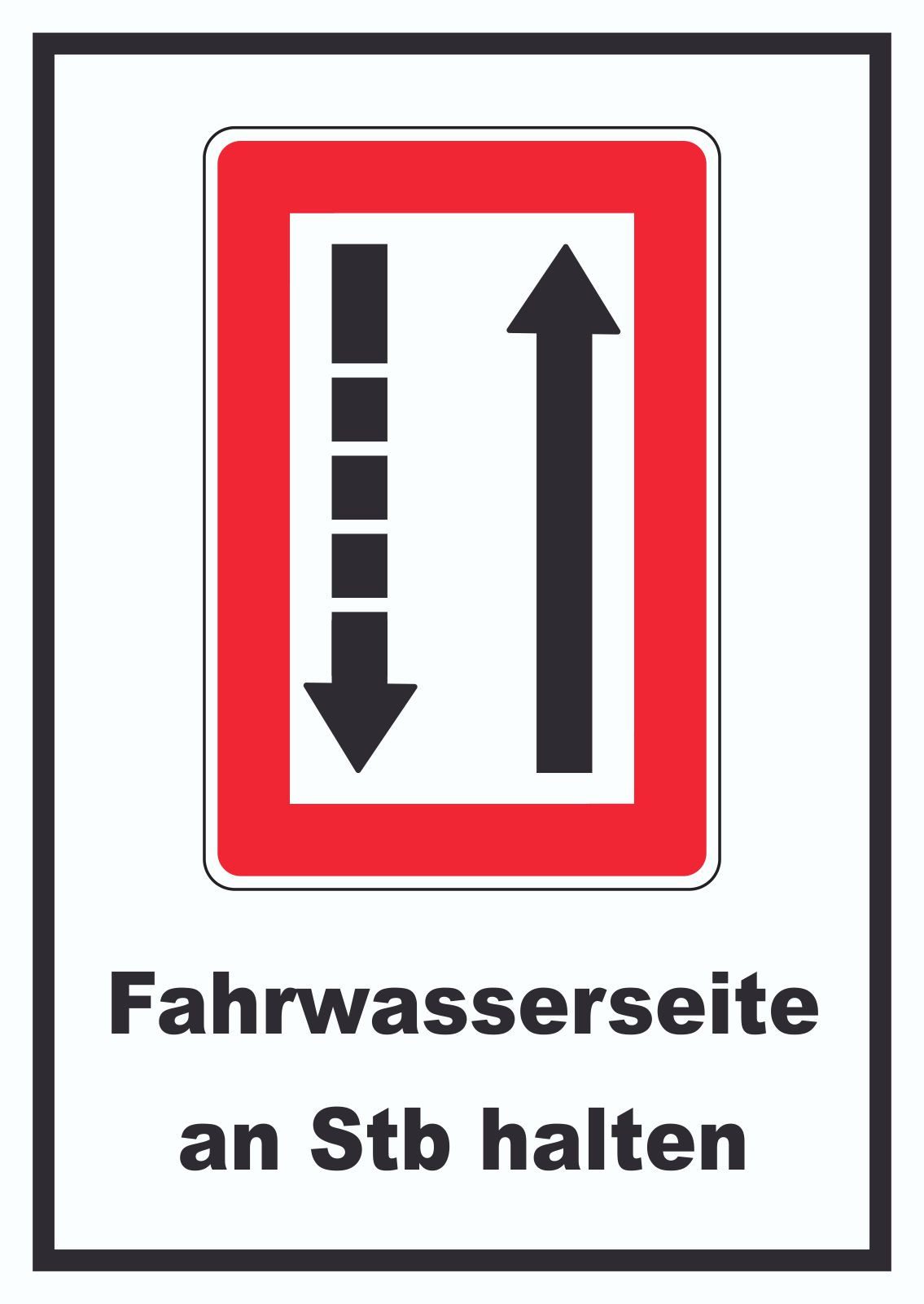 HB-Druck Hinweisschild Fahrwasserseite an Steuerbordbord halten Symbol und Text, wetterfest, stabil, UV-beständig, kratzfest