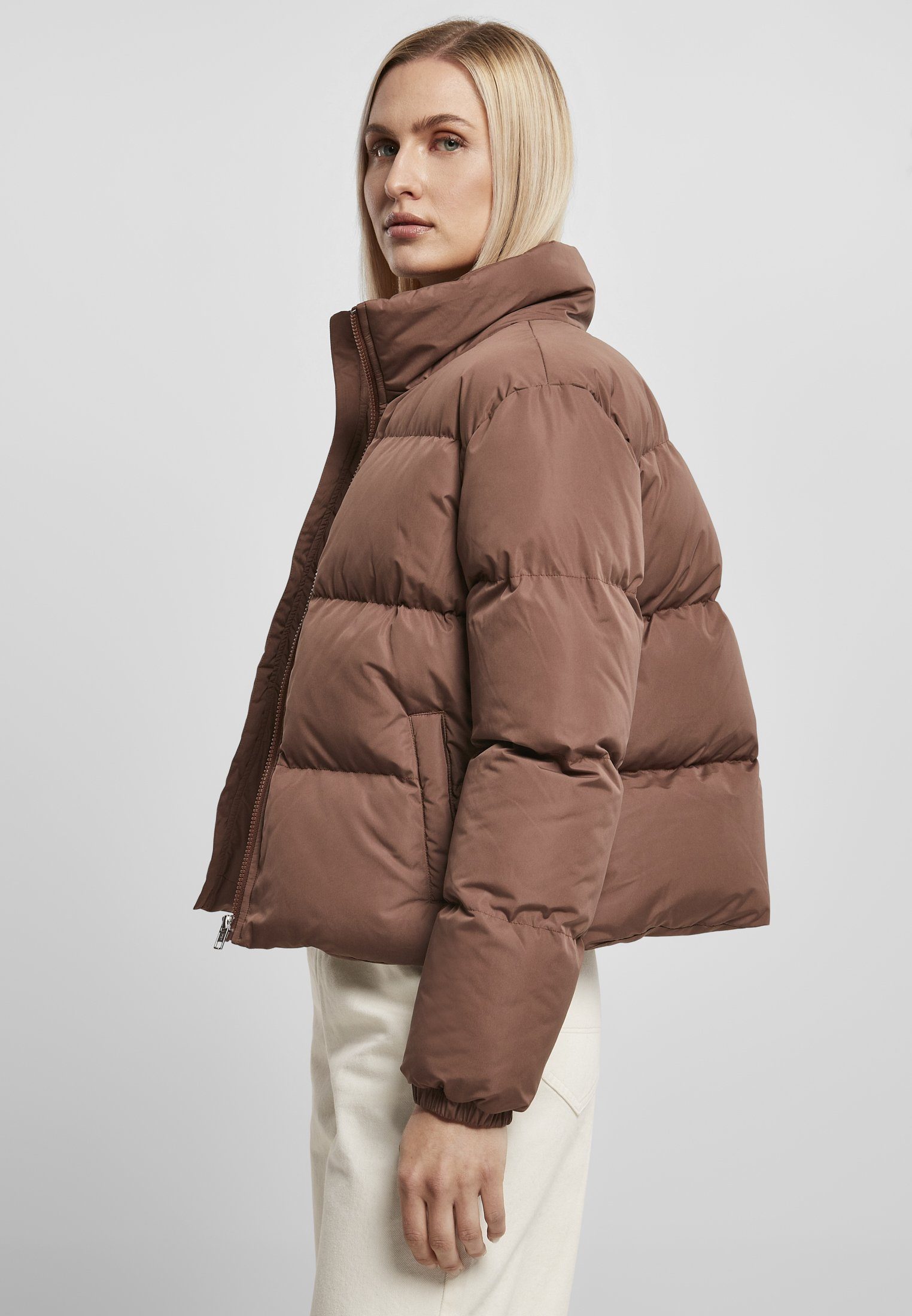 Jacket Short Peached Ladies Damen bark URBAN CLASSICS Winterjacke Puffer (1-St)