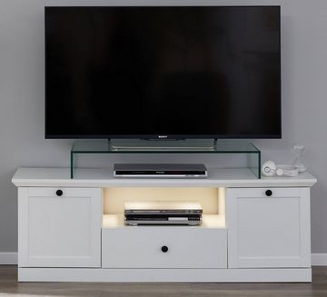 trendteam Lowboard Baxter (TV Unterschrank in Landhaus weiß, 140 x 49 cm), mit Stauraum