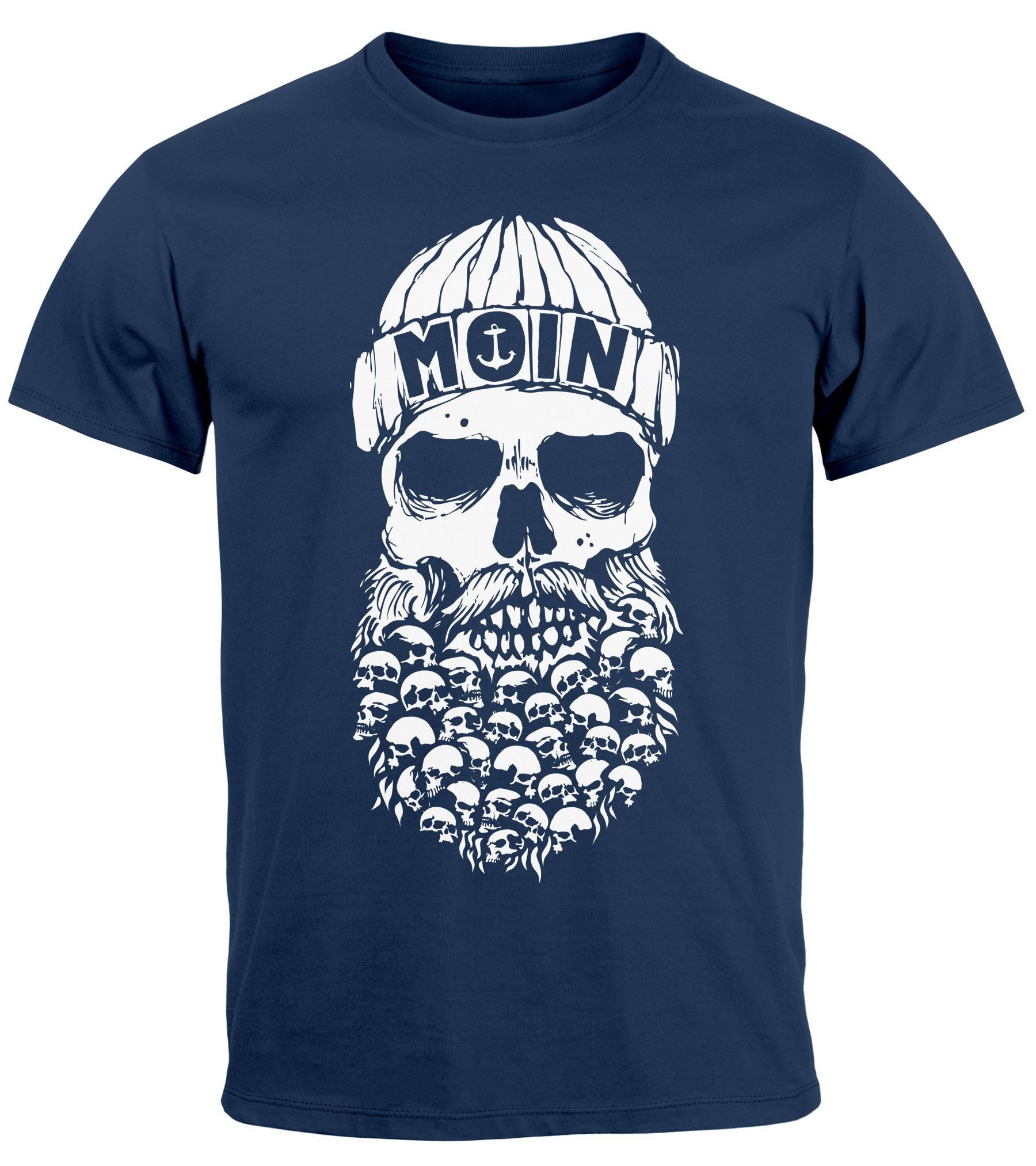 Print-Shirt Herren T-Shirt Totenkopf Nordisch Moin Hamburg Dialekt Skull Anker