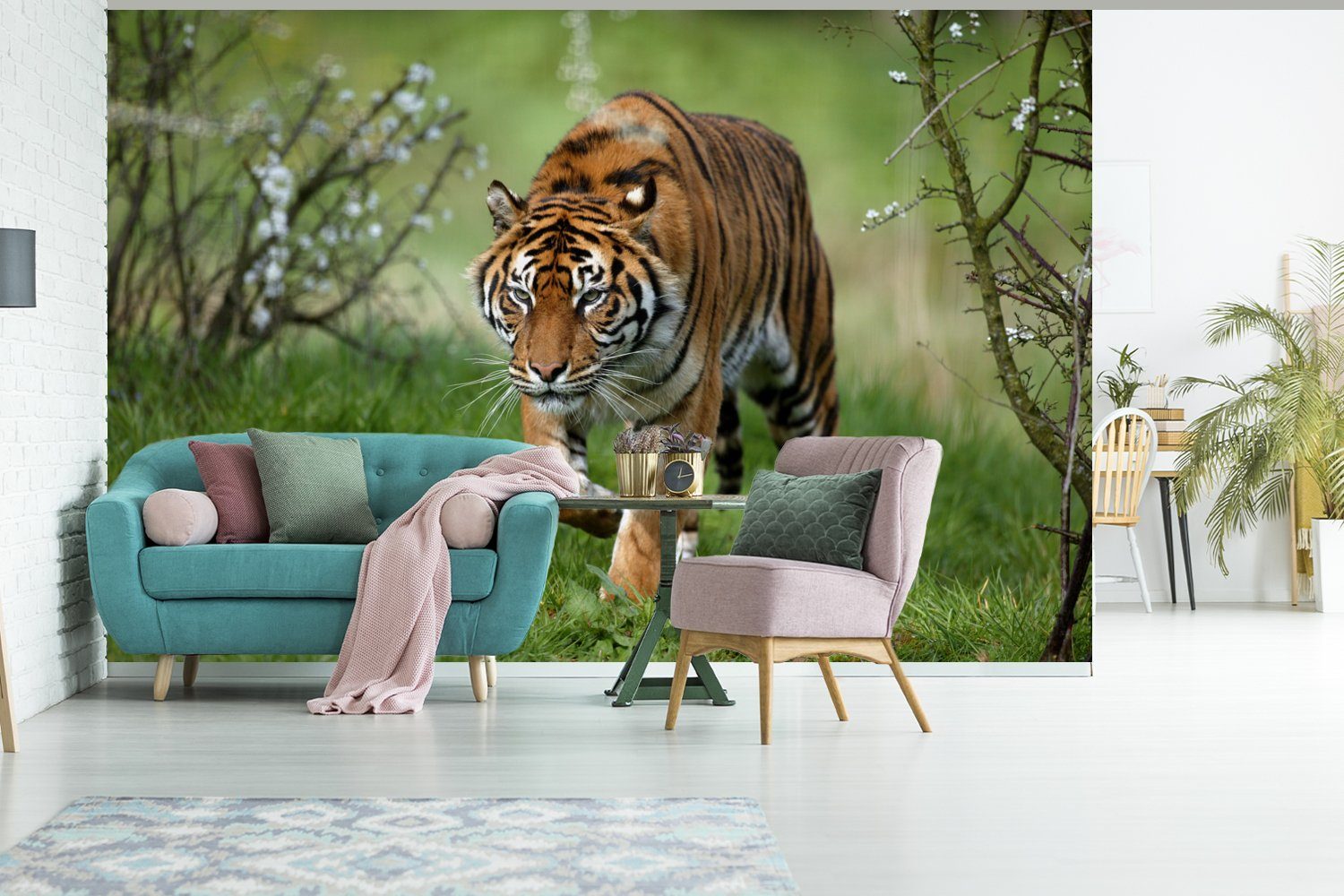 Sumatra-Tigers, Wallpaper Wohnzimmer, Vinyl für (6 MuchoWow bedruckt, Nahaufnahme St), eines Matt, Tapete Schlafzimmer, Fototapete Kinderzimmer,