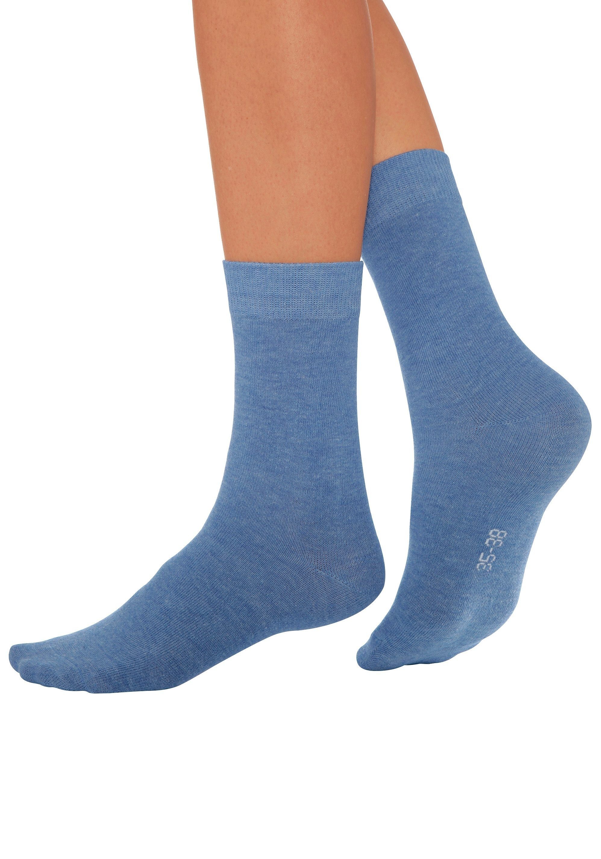 Lavana Basicsocken Damensocken meliert und uni (Packung, 7-Paar, Gr. 35-38 bis 39-42) mit druckfreiem Bündchen – Bild 3 von 5