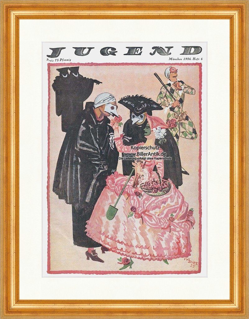 Kunstdruck Titelseite der Nummer 6 von 1926 Julius Diez Karneval Jugend 4481 Gera, (1 St)