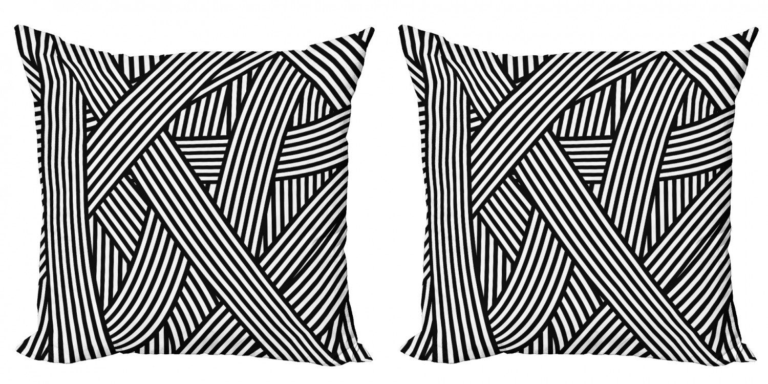 Kissenbezüge Modern Accent Doppelseitiger Digitaldruck, Abakuhaus (2 Stück), Streifen Moderne verflochtene Linien