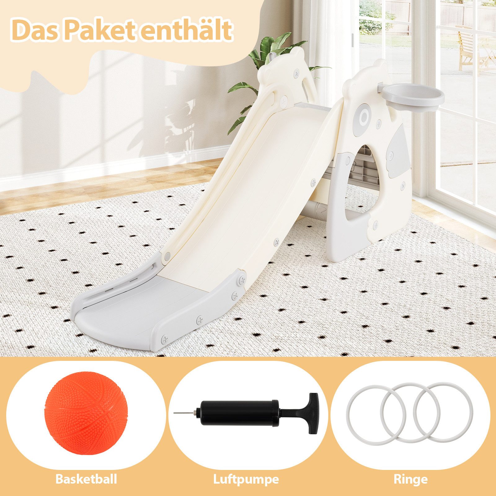 COSTWAY Rutsche, 4-in-1 klappbare Kinderrutsche, für Indoor & Outdoor