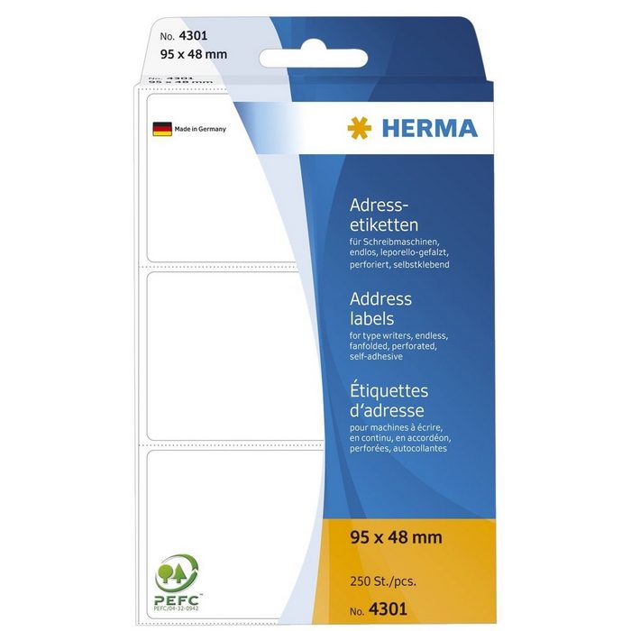 HERMA Staubwedel HERMA Etiketten endlos weiß 95x48 mm Papier matt 250 St.