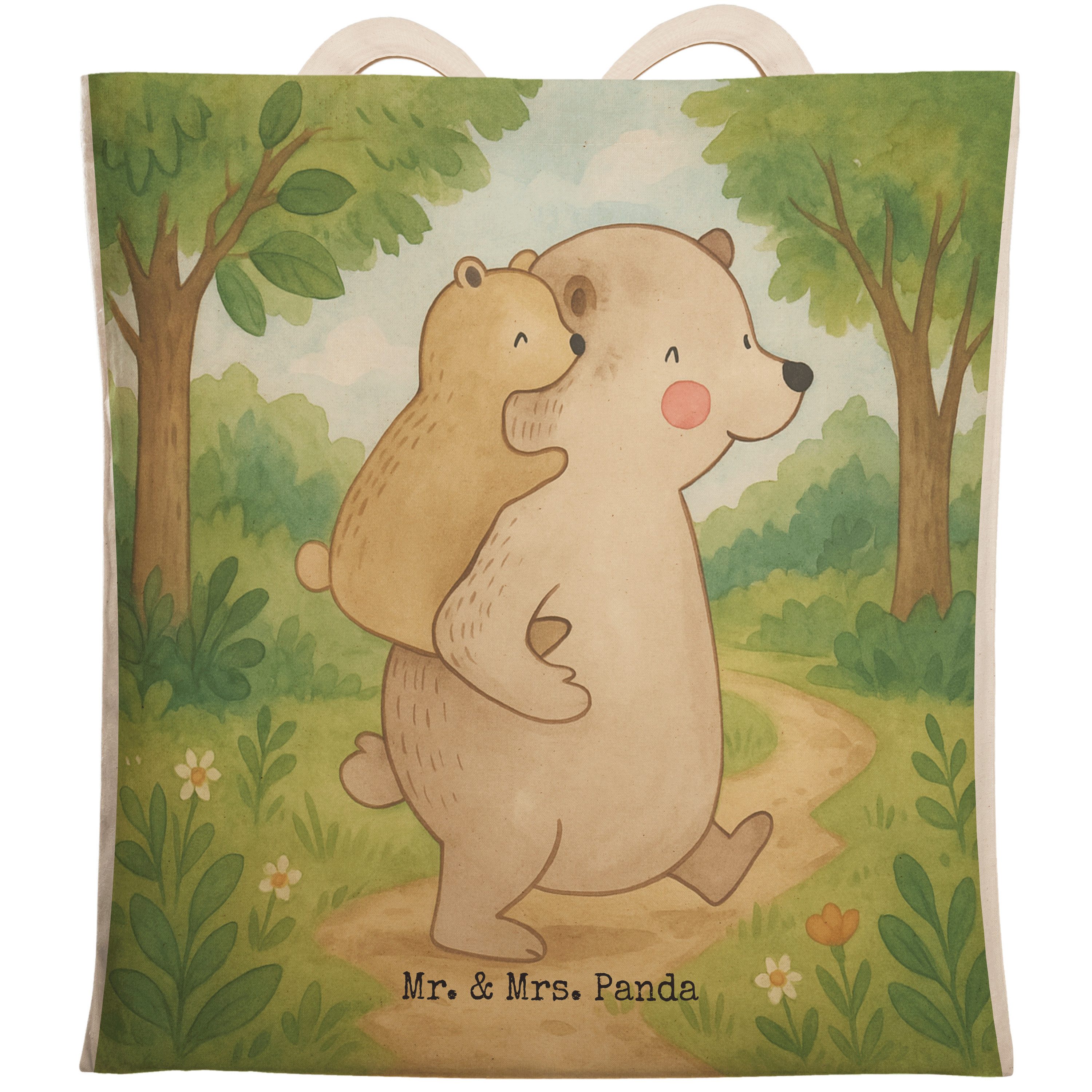 Tragetasche Papa Bär Design, Beutel, Weiß, Stofftragetasche, Tote Bag, Vatertag