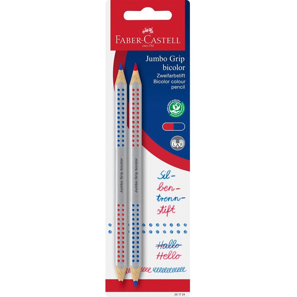 Faber-Castell Buntstift 2 Silbentrennstifte Jumbo GRIP blau/rot