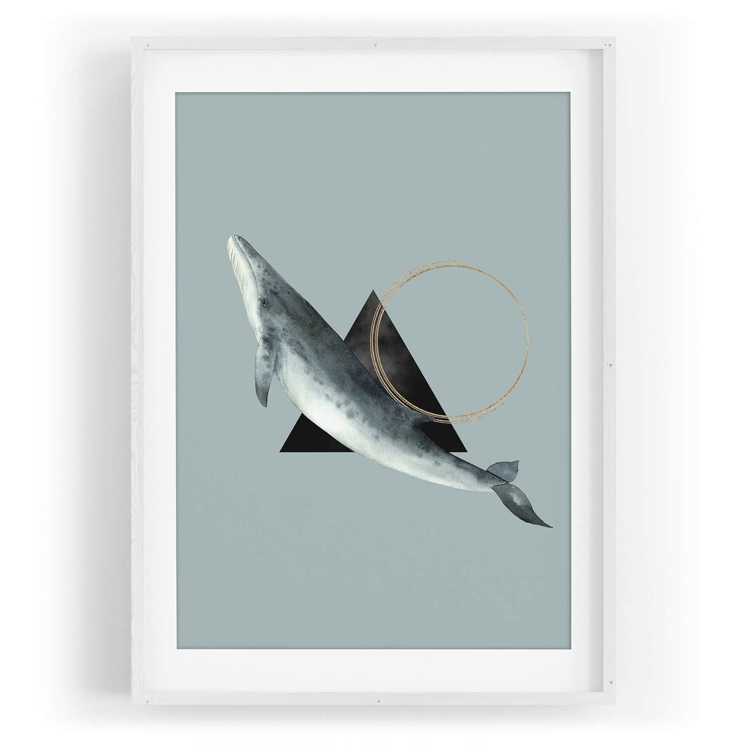 Sinus Art Wandbild Wandbild Wal Bartenwal einzigartiges Design schwarzes Dreieck Gold. € 35,00