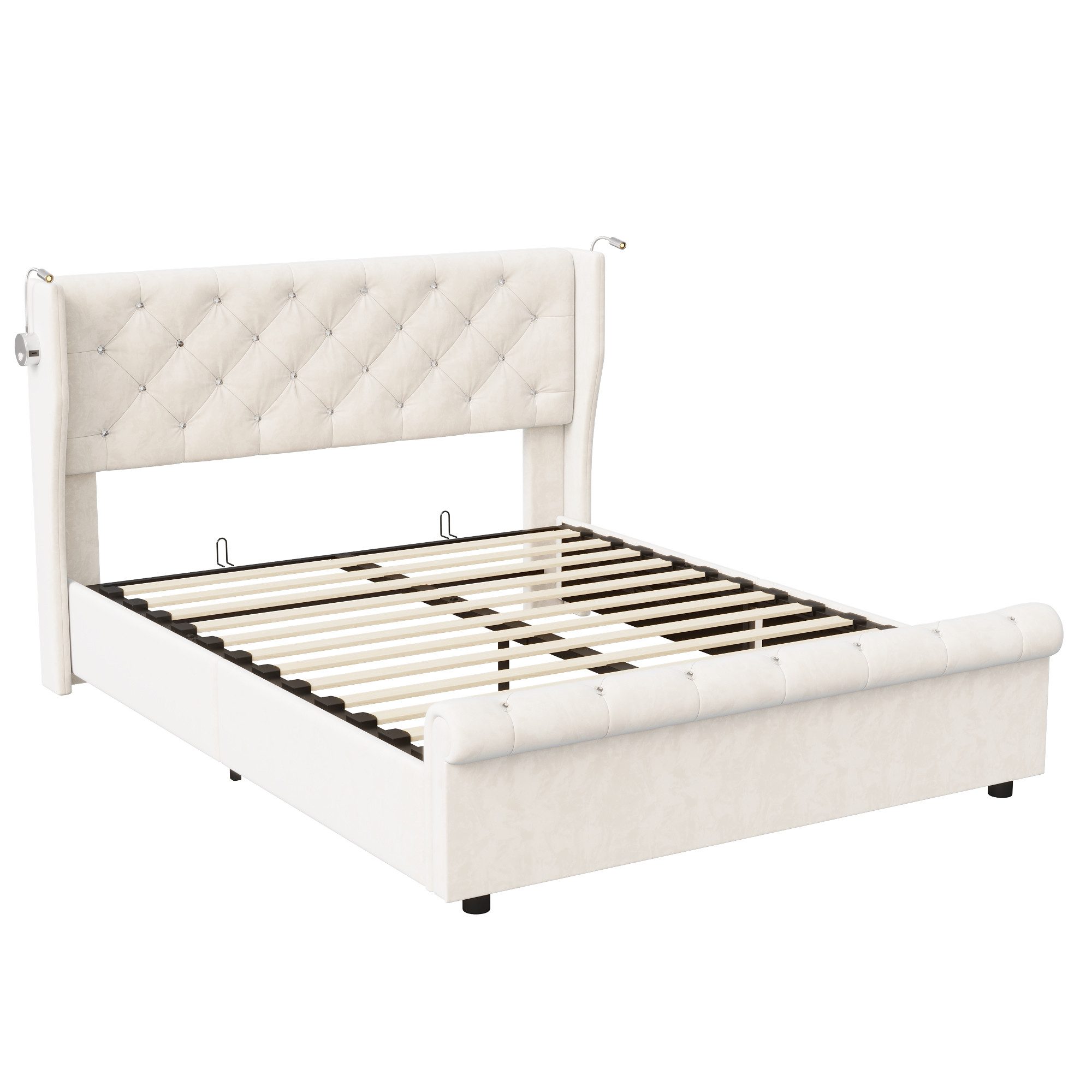 PXloue Polsterbett Doppelbett Stauraumbett 140x190 cm günstig online kaufen