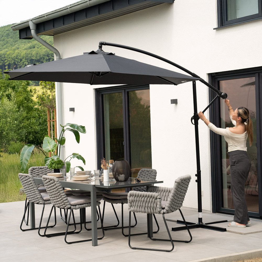 HOME DELUXE Ampelschirm inkl. Abdeckung SOLANA 300 cm, 360° drehbar, LxB: 235x300 cm, inkl. Kurbelvorrichtung, Sonnenschirm, Terrassenschirm, Gartenschirm