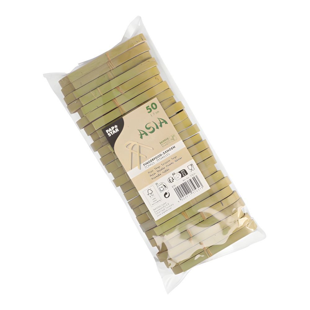 PAPSTAR Einweglöffel Fingerfood - Zangen Bambus ASIA 7 cm 500 Stk