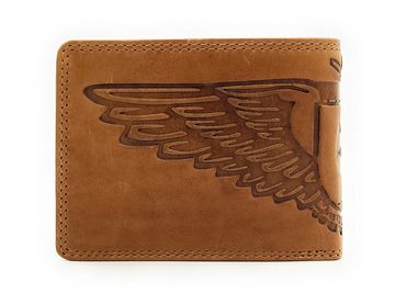 Hill Burry Geldbörse echt Leder Portemonnaie mit RFID Schutz Adler, geprägte Greifvogel-Schwingen, super für Biker