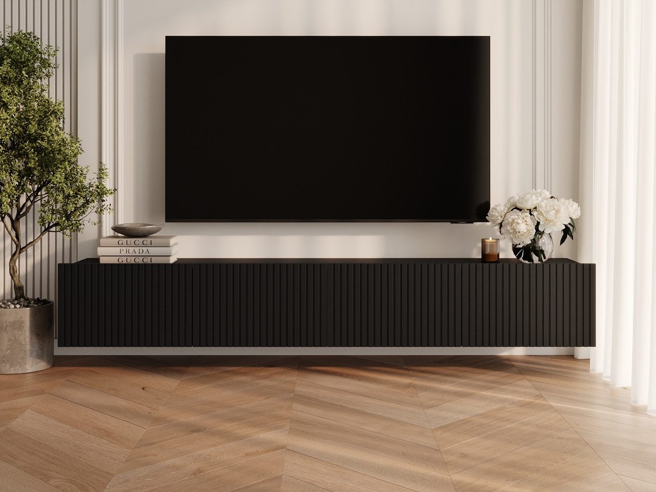 GrainGold TV-Schrank Kioto (Set, TV-Schrank) Soft-Closing-System, Breite 200 cm, für das Wohnzimmer