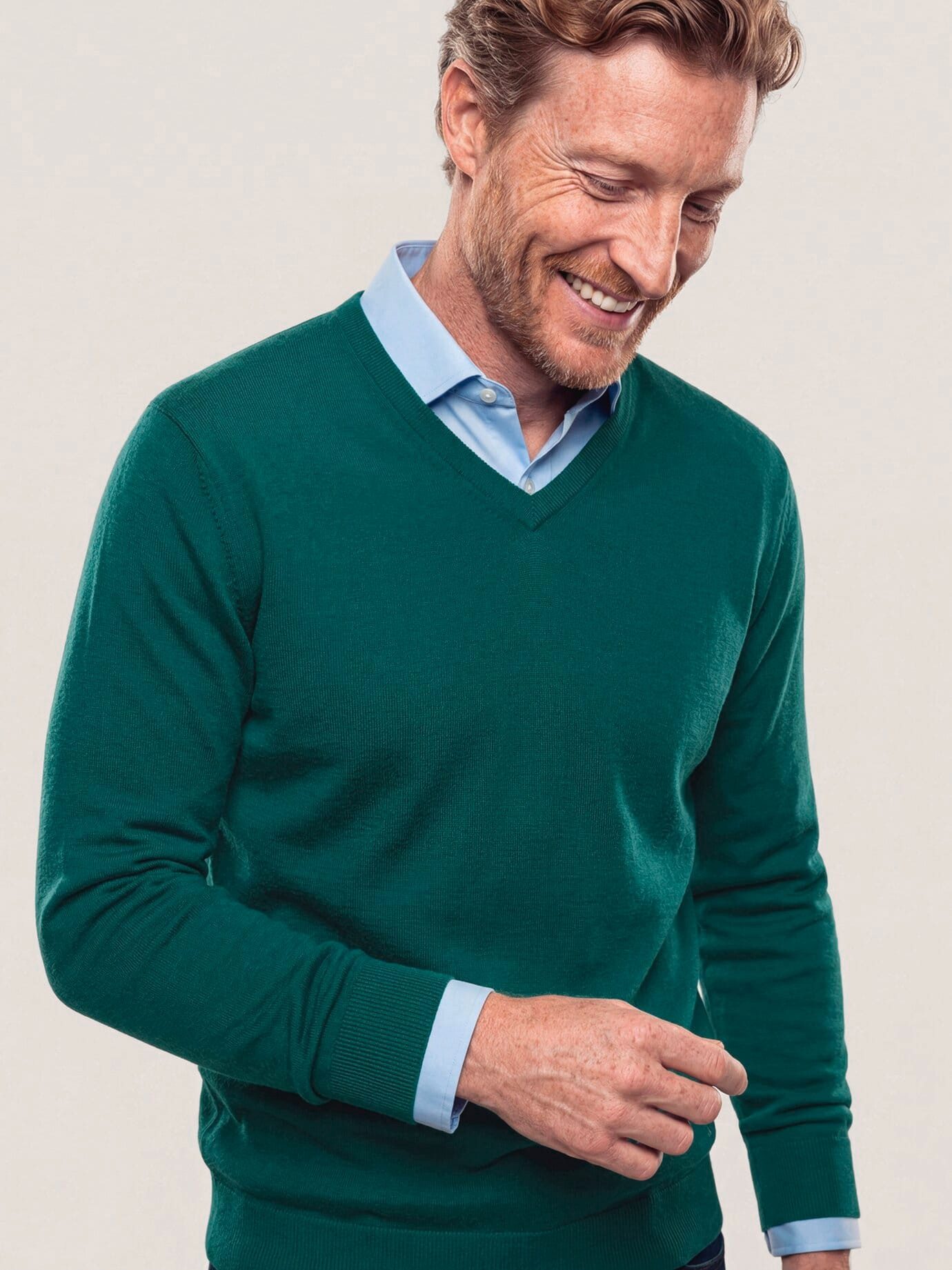 Walbusch V-Ausschnitt-Pullover Herren Merino V-Ausschnitt-Pullover extrafein 19,5 Mikron, temperaturausgleichend, waschmaschinenfest