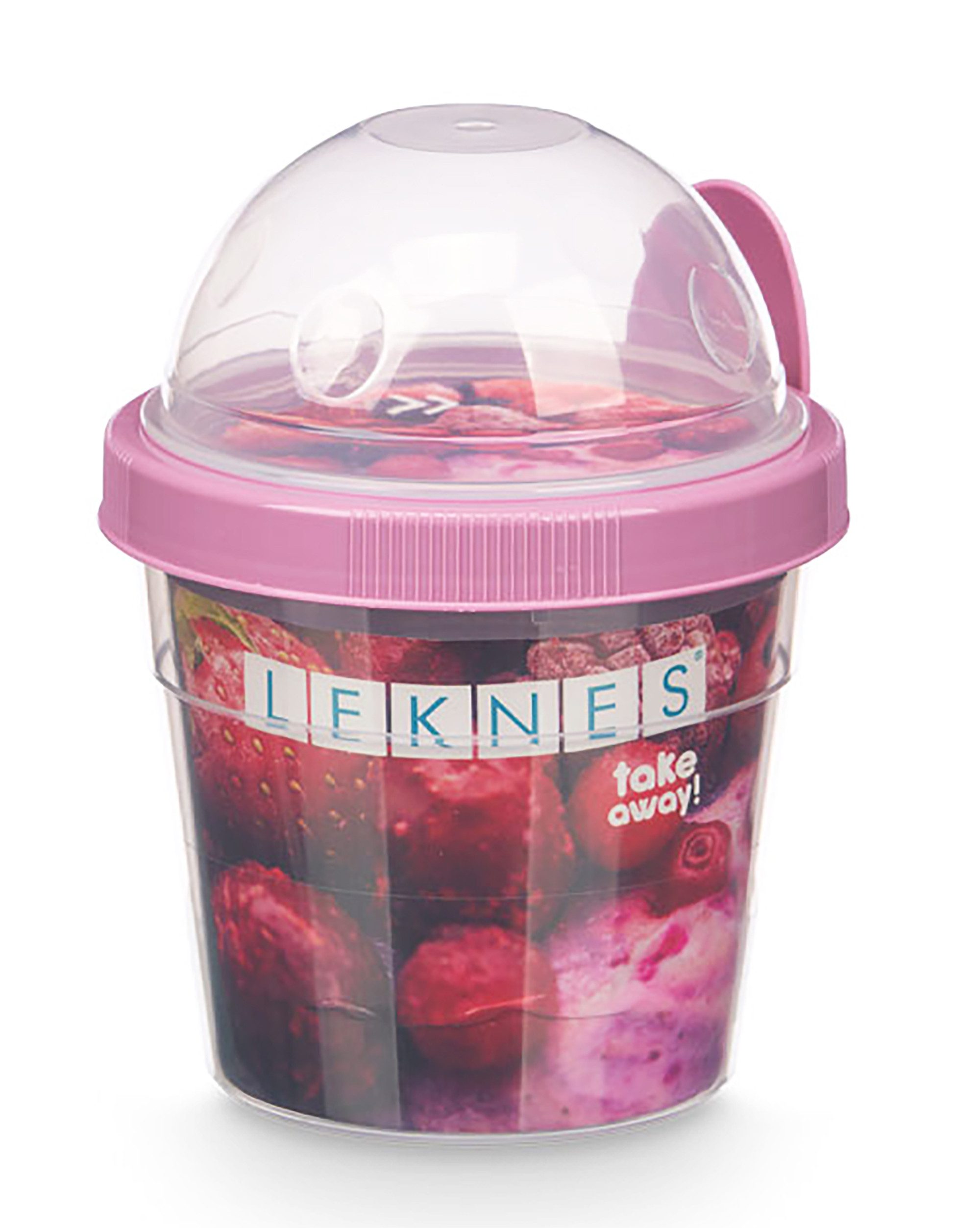 Leknes Müslibox MÜSLIBECHER + Löffel Deckel 500ml Müsli Früchtebecher 80 (Lila), Lunchbox to go Joghurtbecher Becher Yoghurt Obst