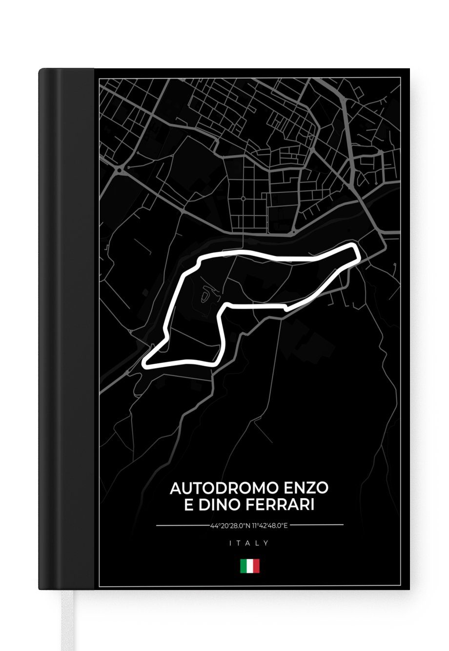 MuchoWow Notizbuch F1 - Rennstrecke - Italien - Schwarz - Autodromo Enzo e Dino Ferrari -, Journal, Merkzettel, Tagebuch, Notizheft, A5, 98 Seiten, Haushaltsbuch