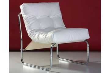Casa Padrino Besucherstuhl Designer Salon Stuhl Weiß Lederoptik - Moderner Wohnzimmerstuhl
