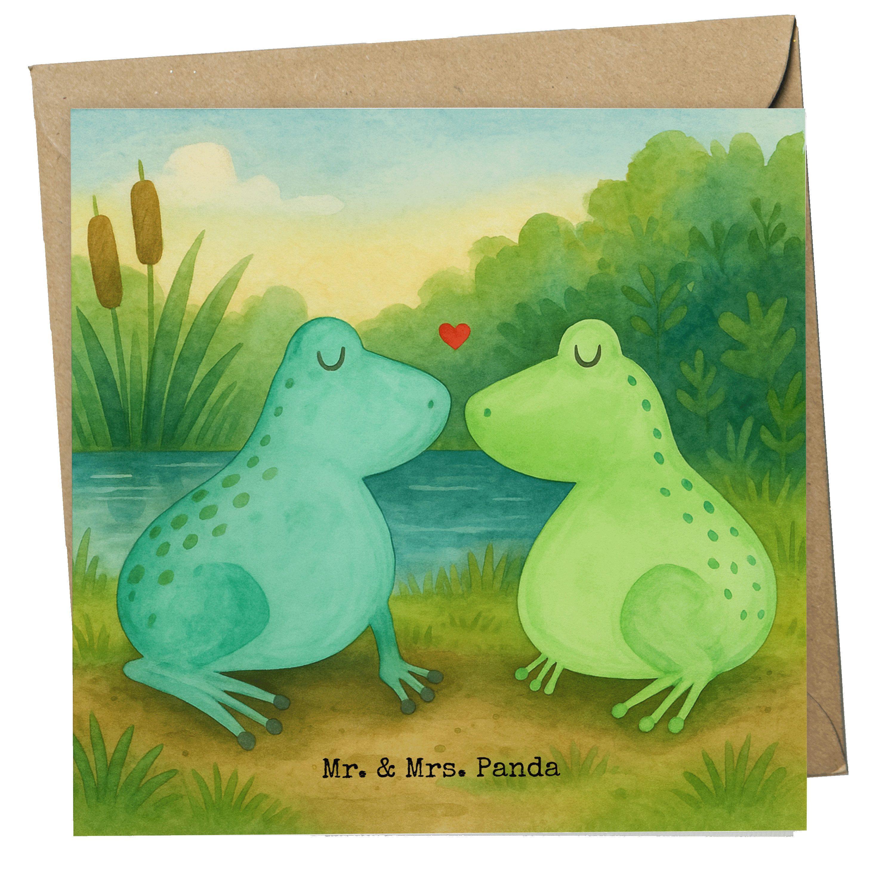 Mr. & Mrs. Panda Grußkarte Frosch Liebe Design, Grußkarte, Weiß, Partner, Froschkönig, Hochzeits
