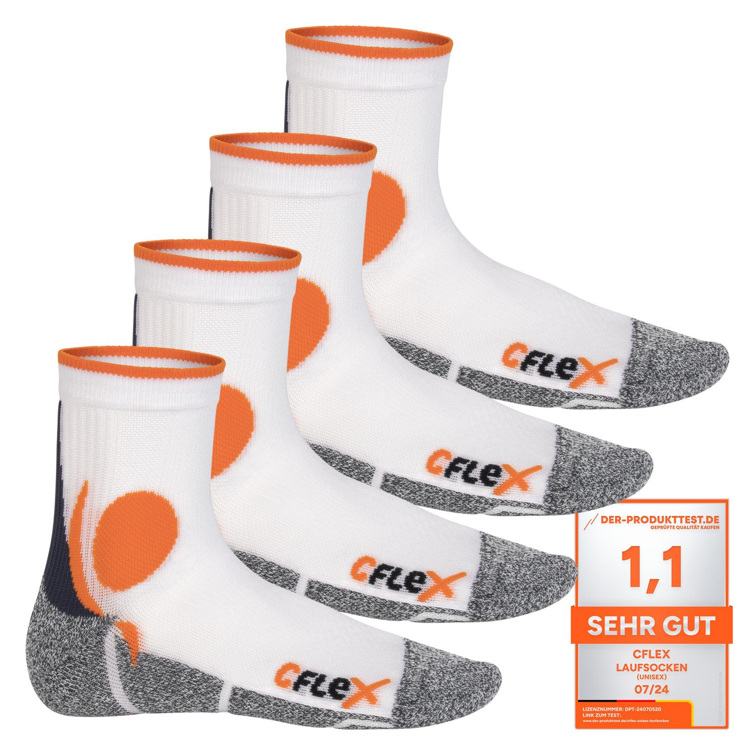 CFLEX Sportsocken Damen und Herren Running Funktionssocken (4 Paar) Laufsocken