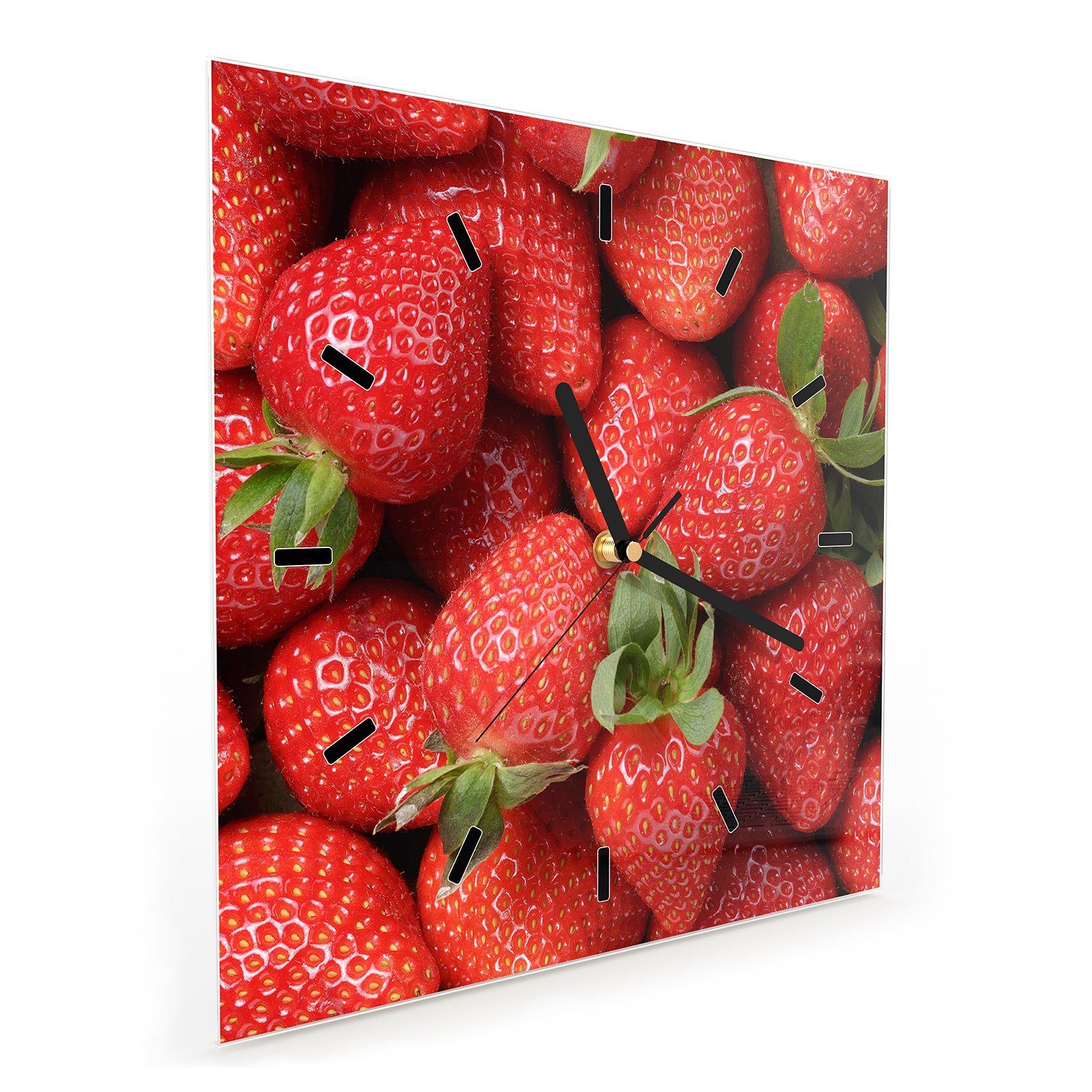 Glasuhr Größe Motiv 30 cm Frische Erdbeeren Wanduhr 30 Wandkunst Wanduhr x mit Primedeco