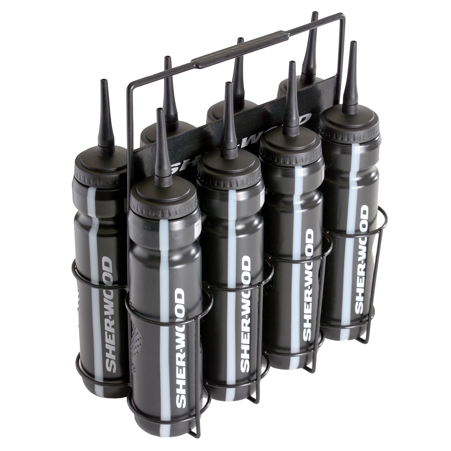 SHER-WOOD Trinkflasche SHER-WOOD Metall Träger mit 8 schwarz Trinkflasche