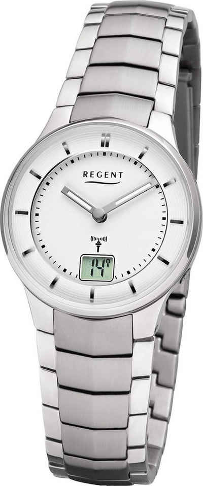 Regent Funkuhr Regent Metall Damen Uhr FR-262, Damenuhr Metallarmband silber, rundes Gehäuse, klein (ca. 30mm)