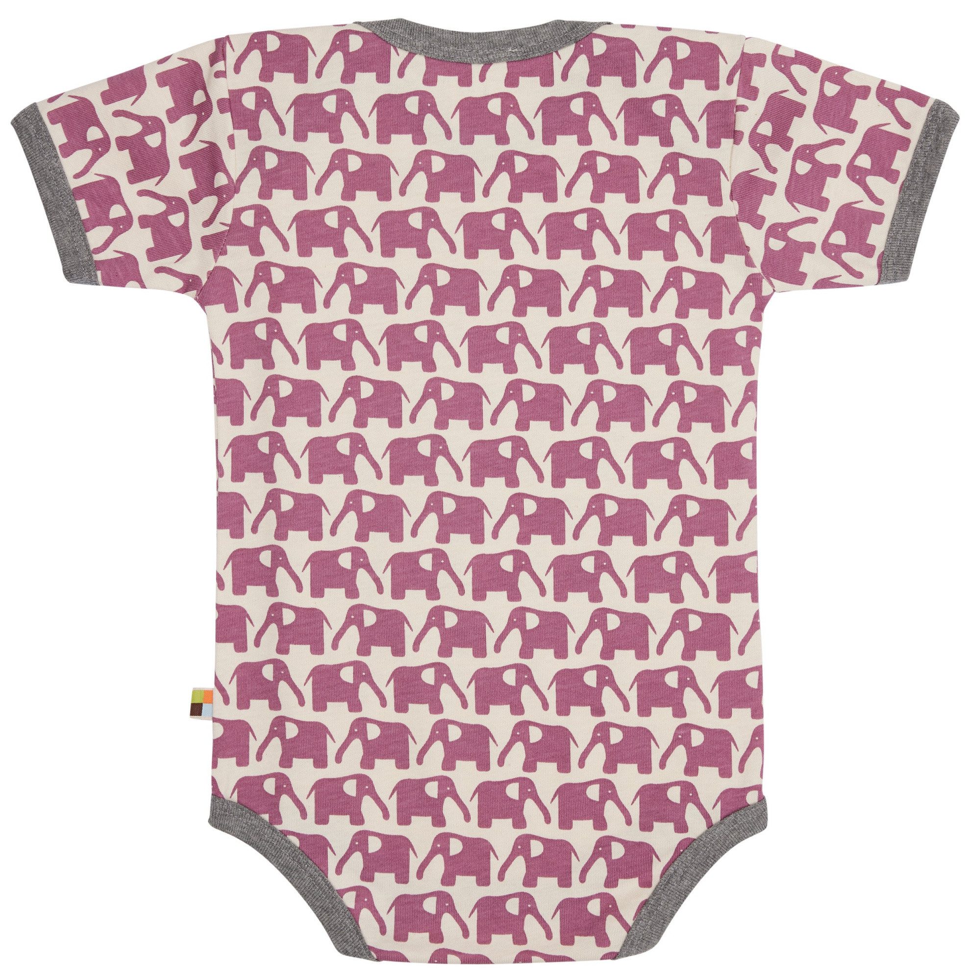 loud + proud Kurzarmbody mit Elefanten Druckmotiv Bio Baumwolle, GOTS