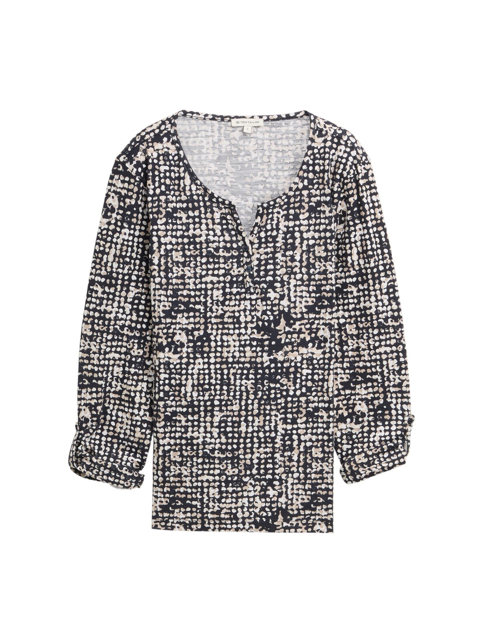 TOM TAILOR T-Shirt T-Shirt Henley Blusenshirt mit Muster günstig online kaufen