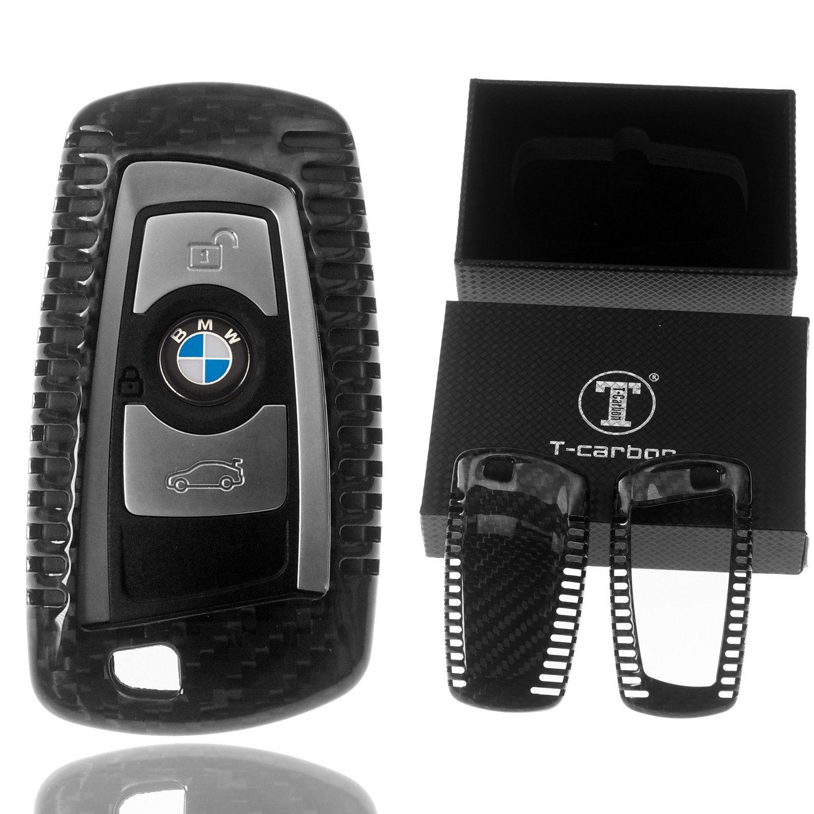 T-Carbon Schlüsseltasche Auto Schlüssel Echt Carbon Schutz Hülle Schwarz, BMW F20 F21 F22 F23 F30 F31 F34 F32 F26 F25 KEYLESS SMARTKEY
