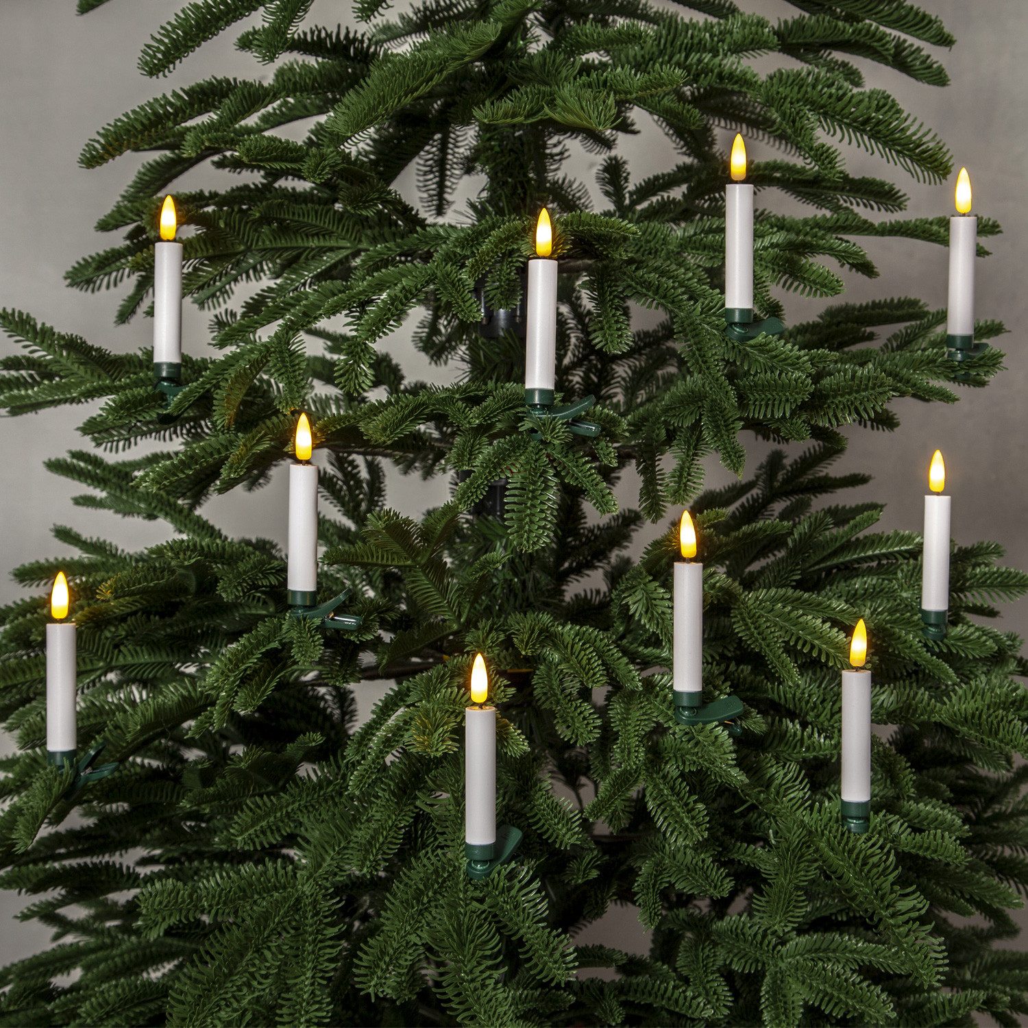 MARELIDA LED-Christbaumkerzen LED Baumkerzen 10 Weihnachtskerzen Clip Baumbeleuchtung kabellos Fernb, 10-flammig