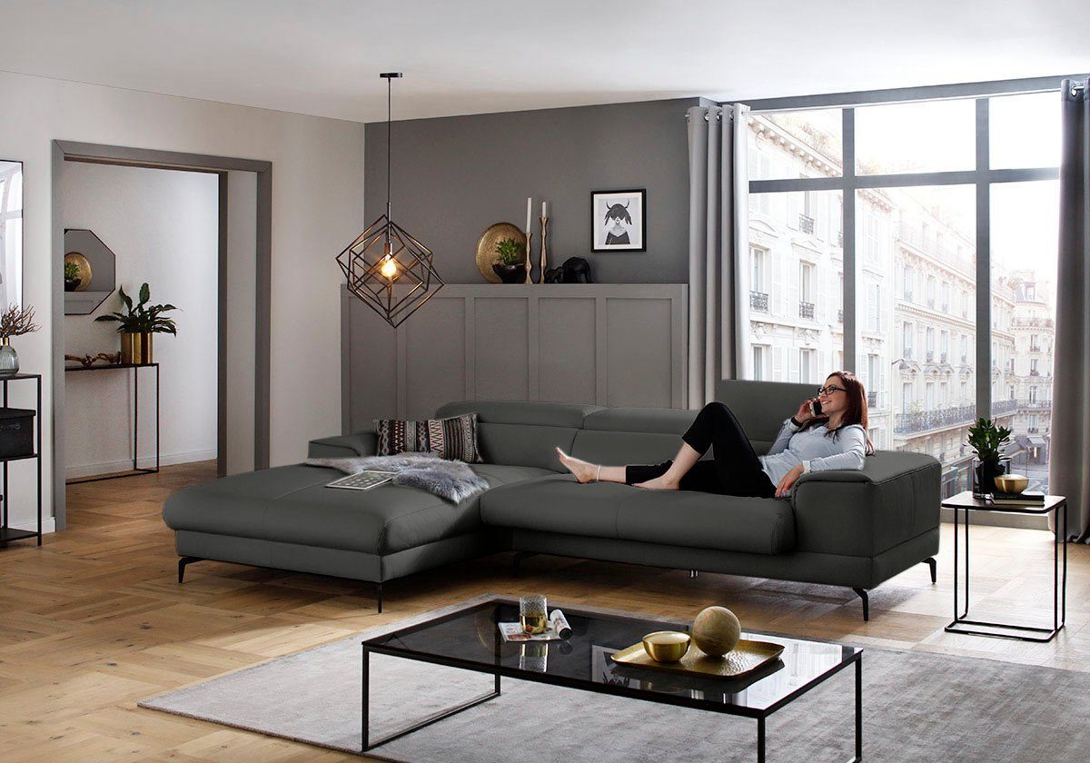 W.SCHILLIG Ecksofa piedroo, Designsofa mit tollem Sitzkomfort, L-Form, Kopfteilverstellung, wahlweise mit Sitztiefenverstellung, Breite 303cm