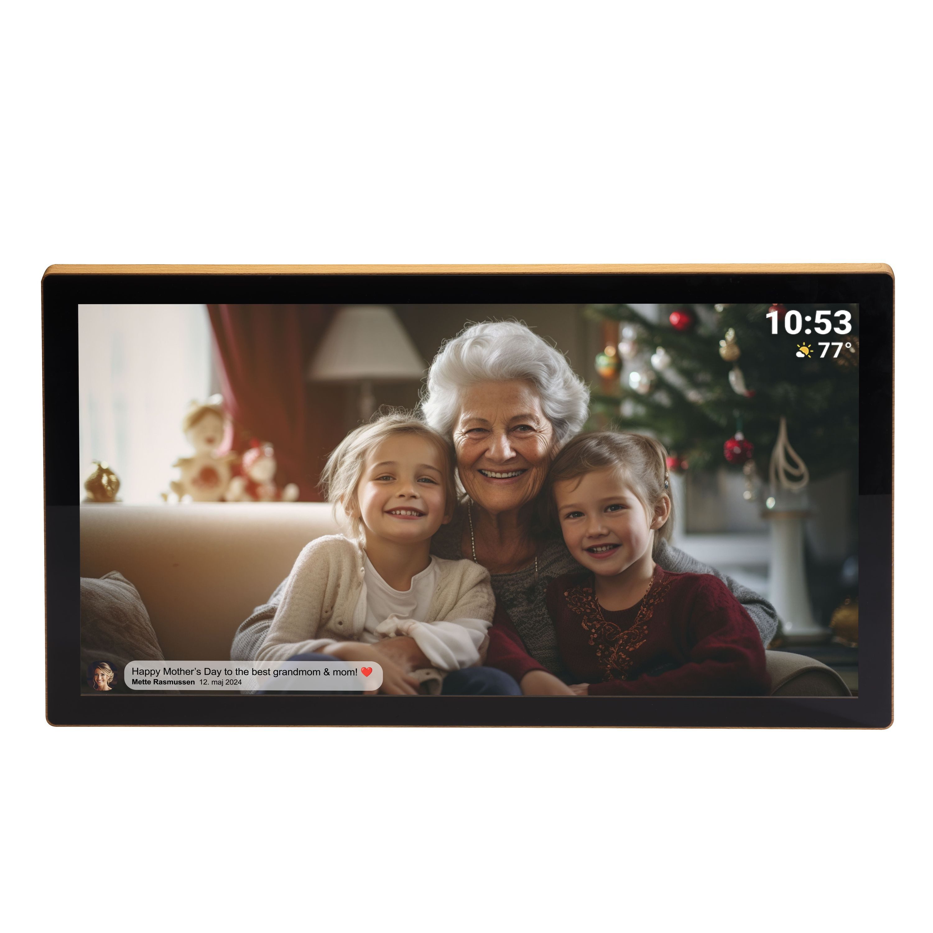 Denver PFF-3251 Digitaler Bilderrahmen (80 cm/32 ", 32 Zoll Full HD IPS Touchscreen · FRAMEO App · Holzoptik)