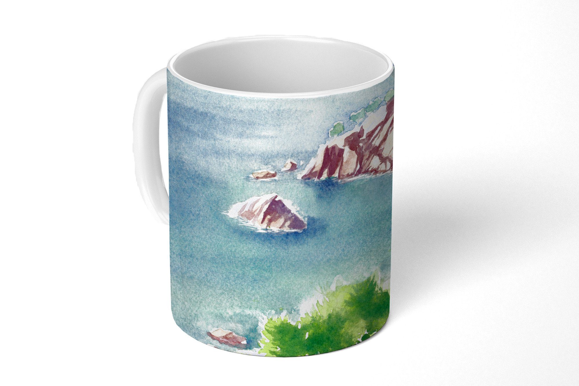 Teetasse, Becher, MuchoWow Kaffeetassen, - Geschenk Berge Tasse Wald, - Teetasse, Meer Keramik,