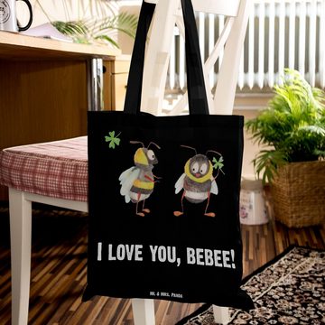 Mr. & Mrs. Panda Tragetasche Bienen Paar - Schwarz - Geschenk, Beuteltasche, Geschenk für Frauen, (1-tlg), Lange Tragegriffe