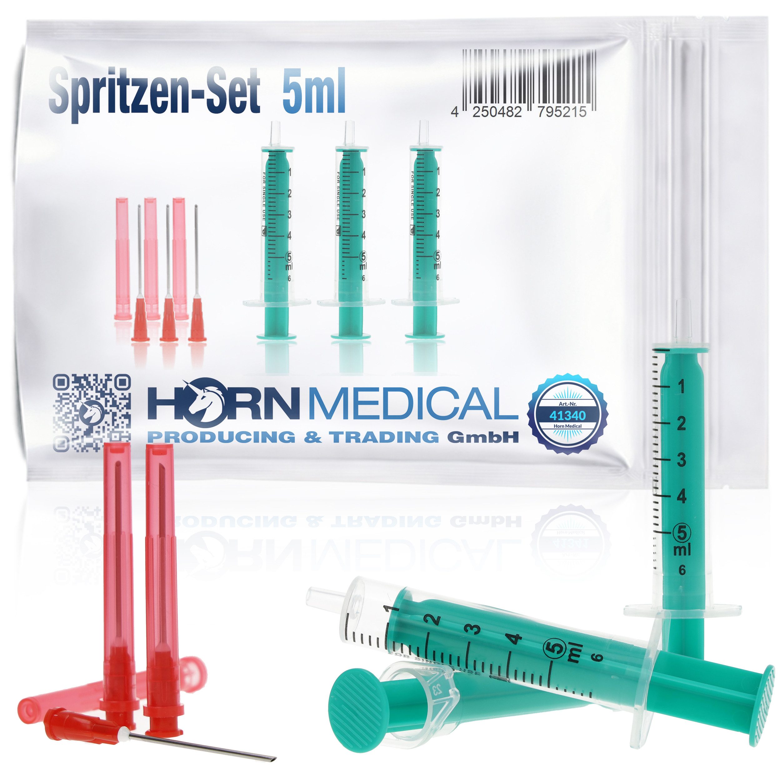 Horn Medical Einwegspritze Horn Medical Spritzen-Sets mit stumpfen Kanülen -Größe wählbar-, (Einwegartikel, einzeln steril verpackt), präzises Dosieren ohne Verletzungsgefahr