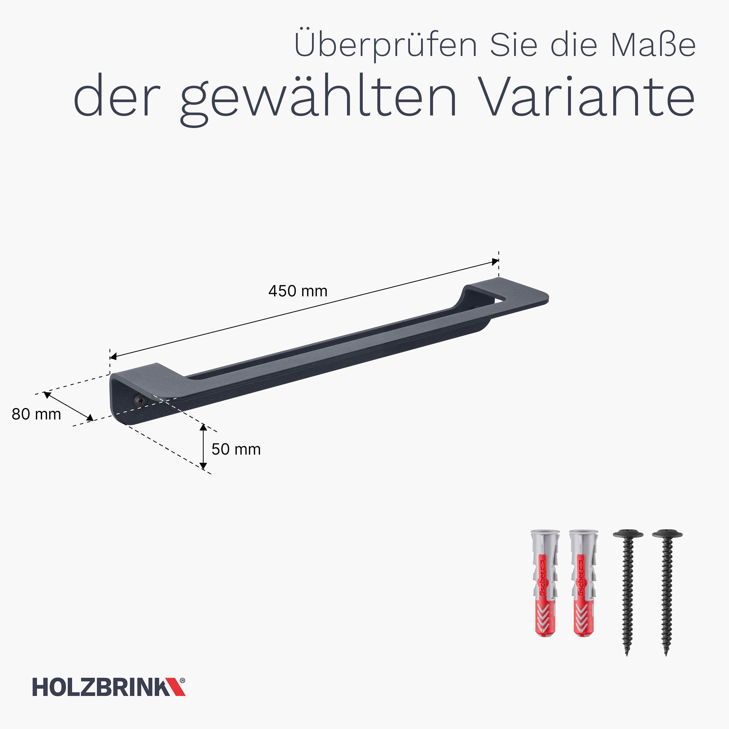 massiv Anthrazit pulverbeschichtet, HOLZBRINK Ausführung massive Industriestahl Industriestahl, Handtuchstange HLW pulverbeschichtet, Handtuchhalter