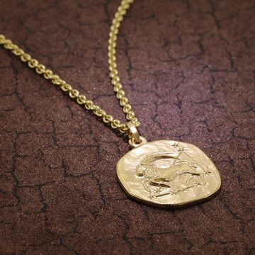 trendor Kette mit Anhänger Steinbock Sternzeichen Ø 20 mm Gold auf Silber